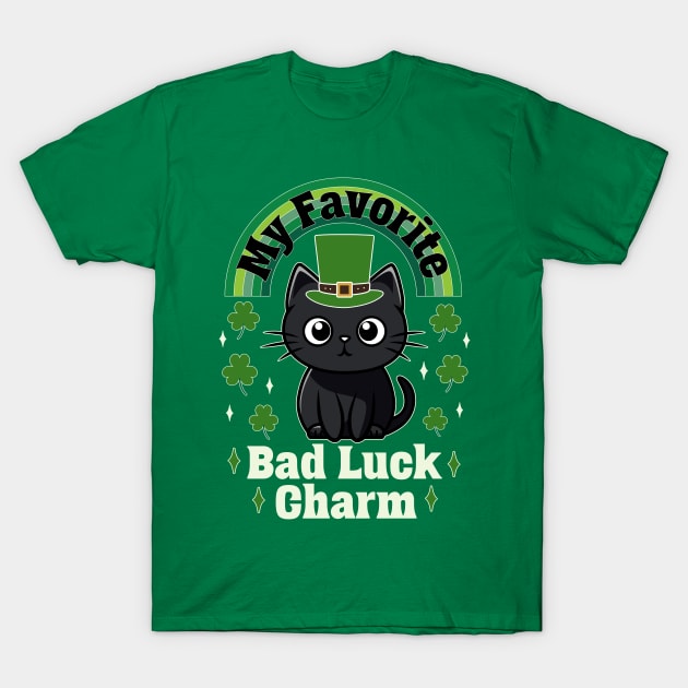 Favorite Bad Luck Charm Black Cat T-Shirt by TeaTimeTs